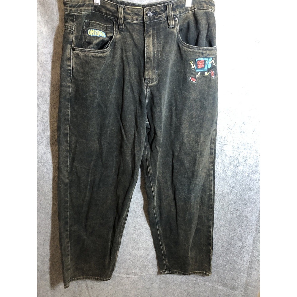 Empyre Jeans Mens 32 Black Denim Relaxed Wide Leg Baggy Streetwear Y2K